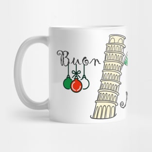 Buon Natale Christmas Italian Flag and Tower of Pisa Mug